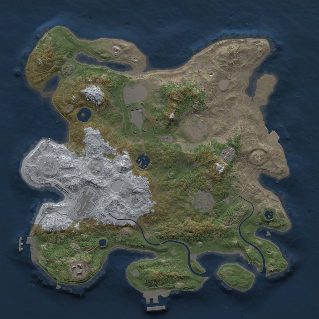 Rust Map: Procedural Map, Size: 3500, Seed: 1113743512, 13 Monuments