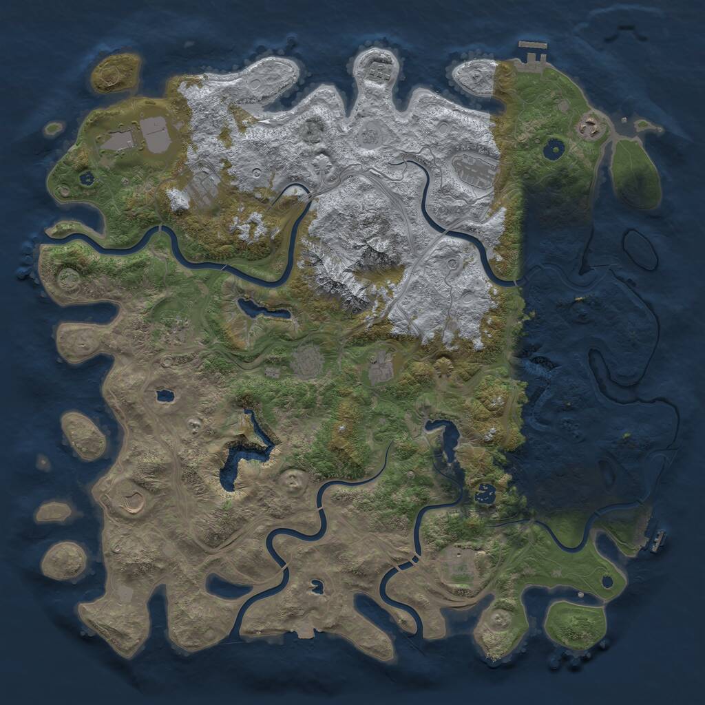Rust Map: Procedural Map, Size: 5000, Seed: 48485621, 17 Monuments