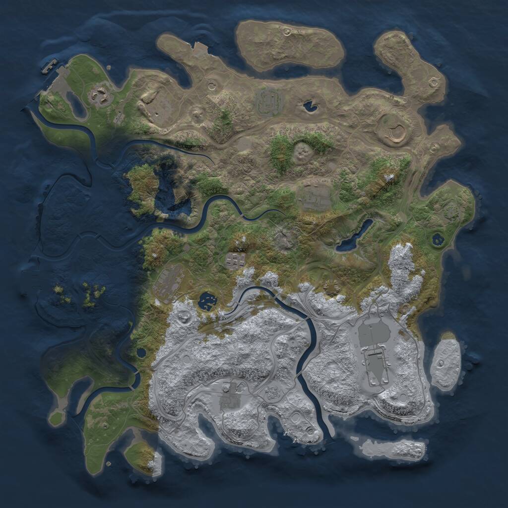Rust Map: Procedural Map, Size: 4250, Seed: 987654321, 16 Monuments