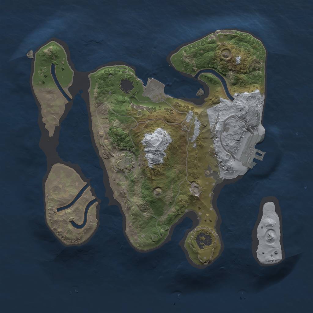 Rust Map: Procedural Map, Size: 2000, Seed: 381307124, 5 Monuments