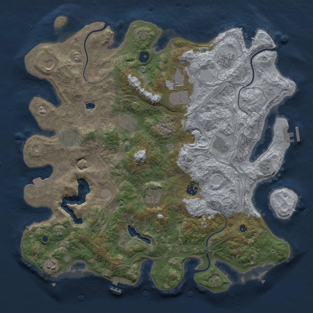 Rust Map: Procedural Map, Size: 4250, Seed: 1104681326, 16 Monuments