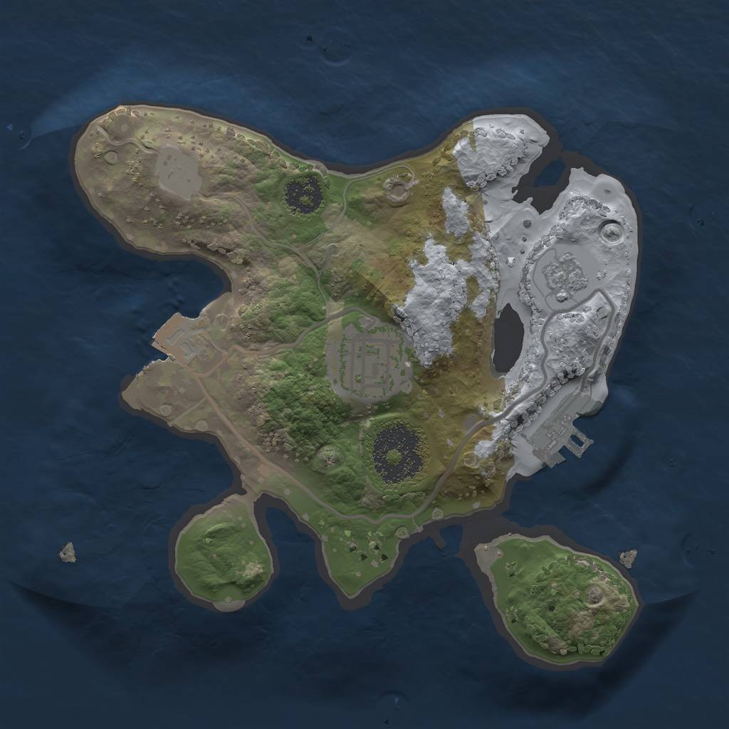 Rust Map: Procedural Map, Size: 2000, Seed: 2341705, 6 Monuments