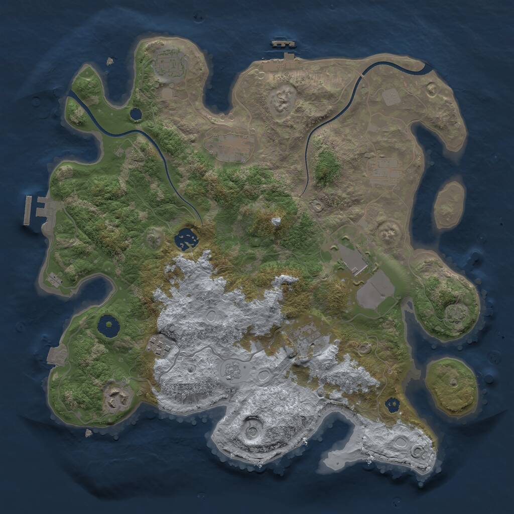 Rust Map: Procedural Map, Size: 3500, Seed: 1320437763, 14 Monuments