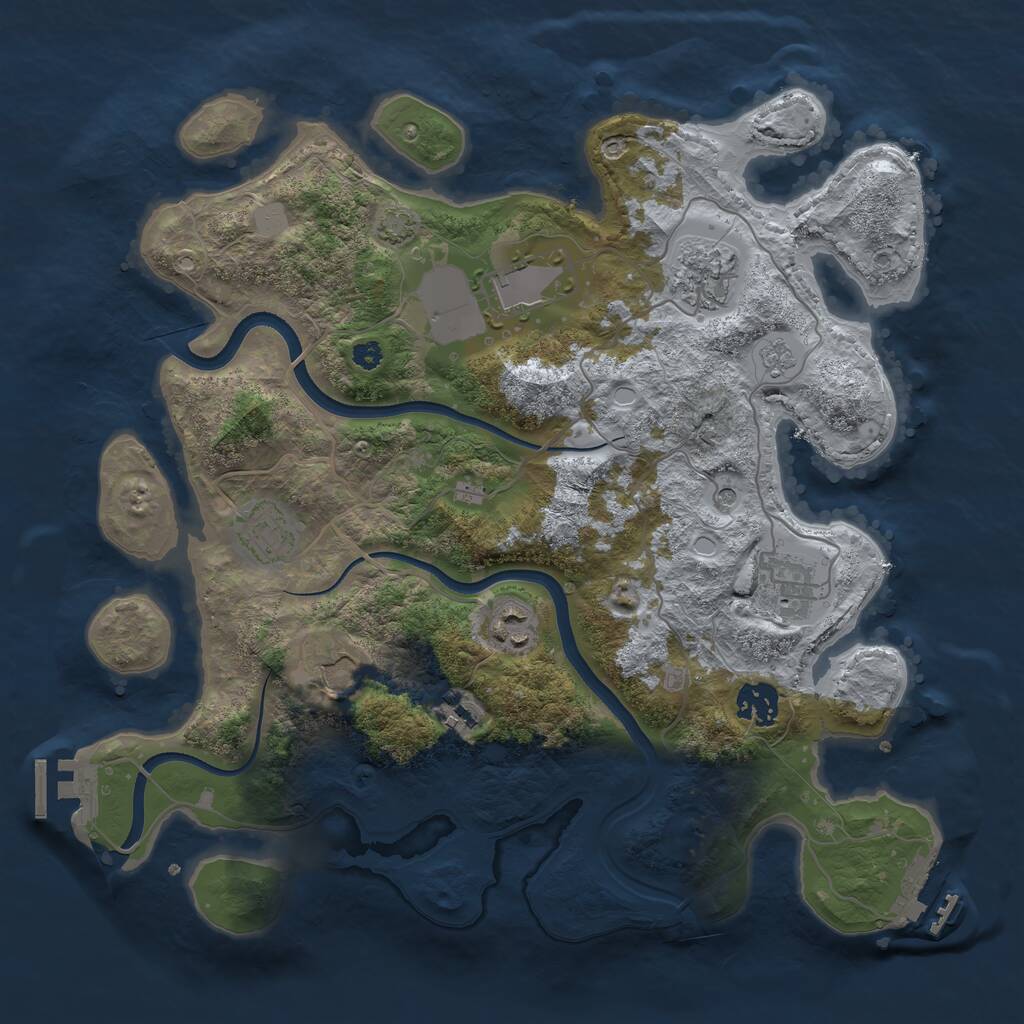 Rust Map: Procedural Map, Size: 3500, Seed: 99096256, 14 Monuments