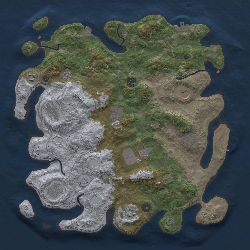 Rust Map: Procedural Map, Size: 4000, Seed: 157368, 18 Monuments