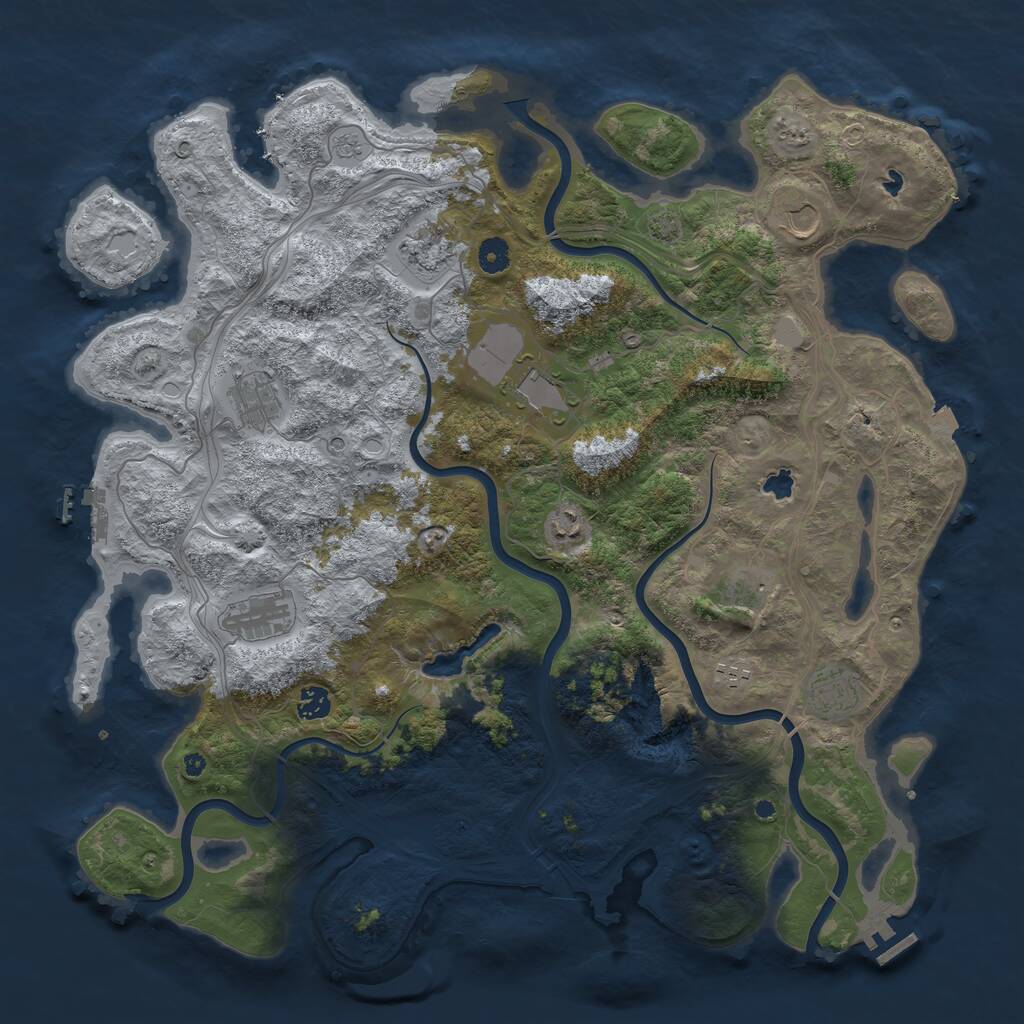 Rust Map: Procedural Map, Size: 4500, Seed: 2101858383, 16 Monuments