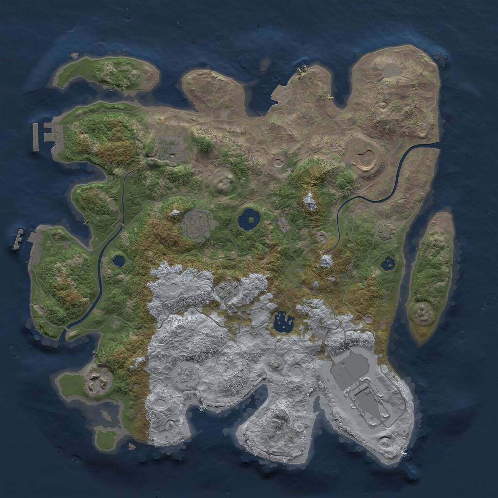 Rust Map: Procedural Map, Size: 3500, Seed: 685794957, 13 Monuments