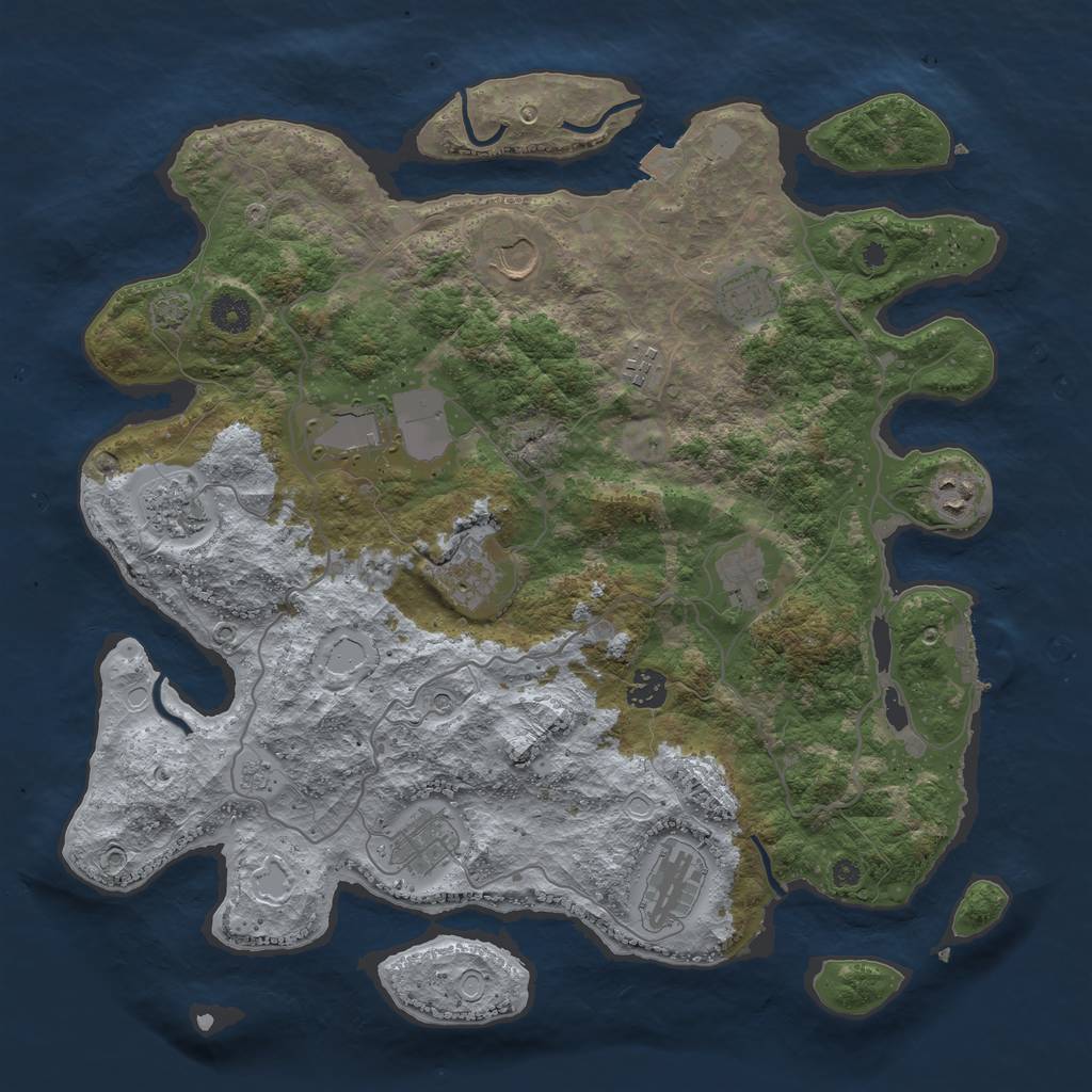 Rust Map: Procedural Map, Size: 4000, Seed: 87643045, 18 Monuments