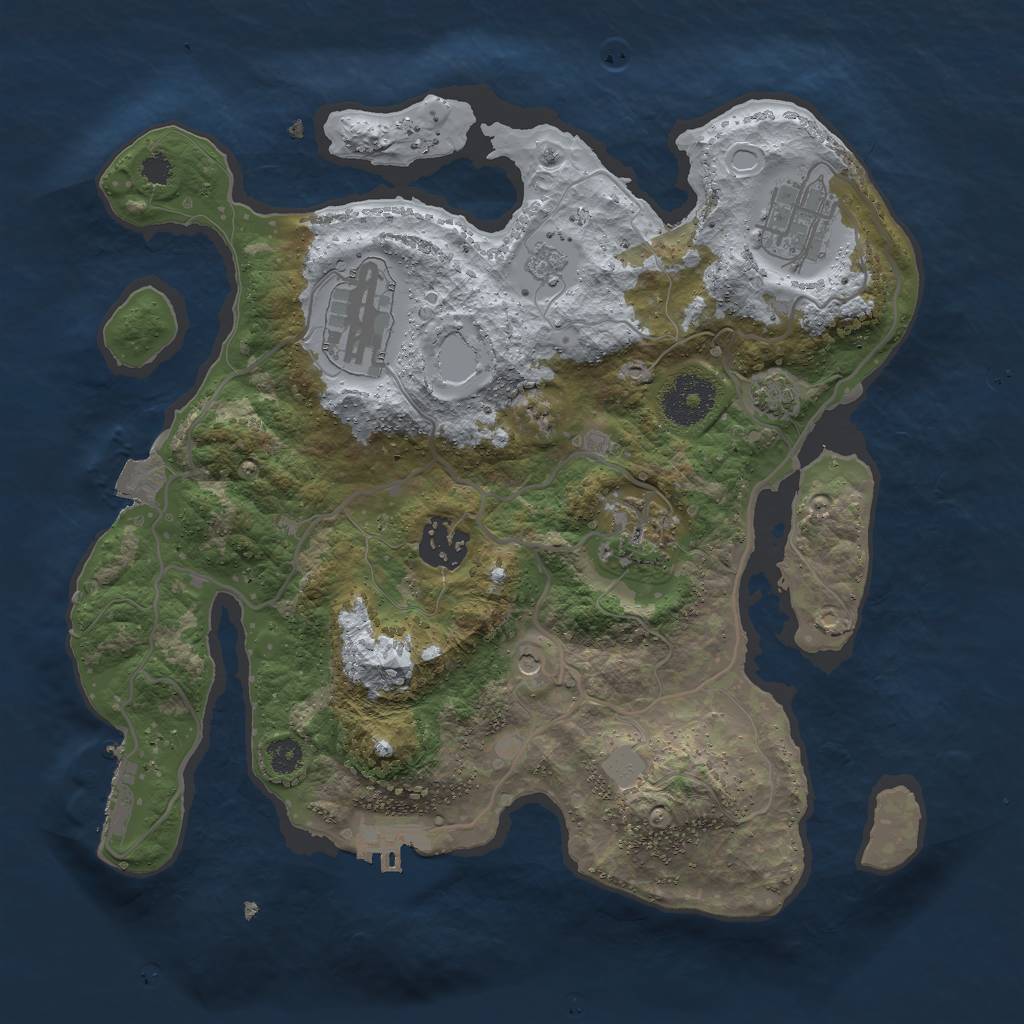 Rust Map: Procedural Map, Size: 3000, Seed: 987321, 12 Monuments