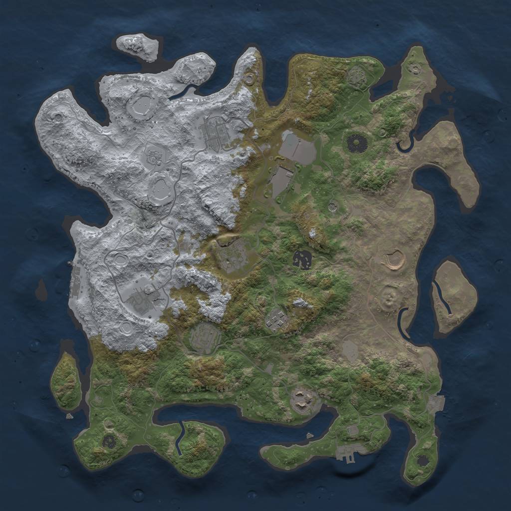 Rust Map: Procedural Map, Size: 3800, Seed: 64921, 17 Monuments