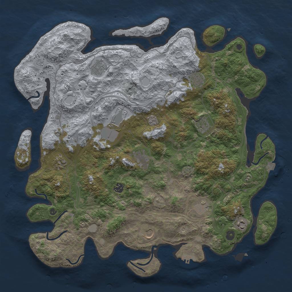 Rust Map: Procedural Map, Size: 4500, Seed: 2057459458, 18 Monuments