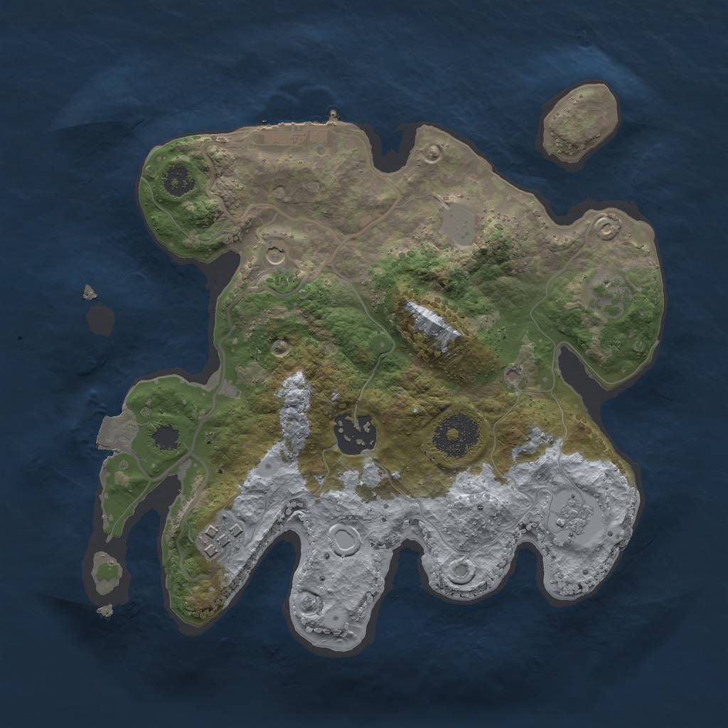 Rust Map: Procedural Map, Size: 2500, Seed: 55000, 8 Monuments