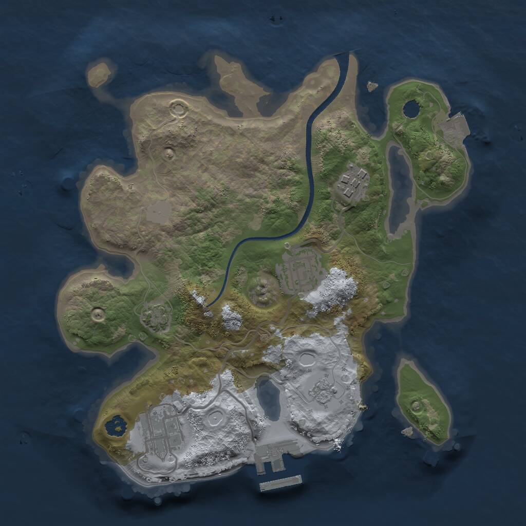 Rust Map: Procedural Map, Size: 2500, Seed: 780315244, 7 Monuments