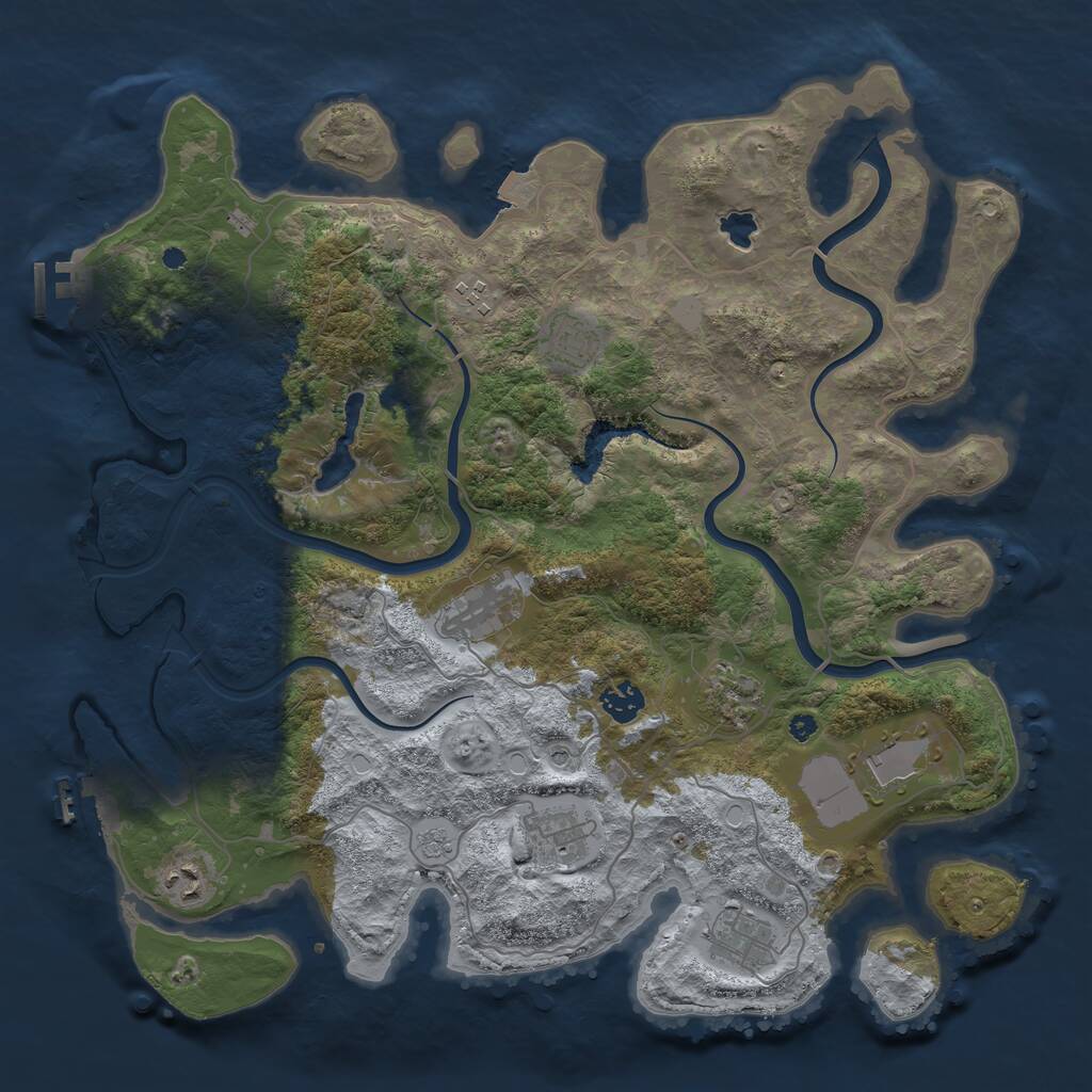 Rust Map: Procedural Map, Size: 4000, Seed: 291291595, 15 Monuments