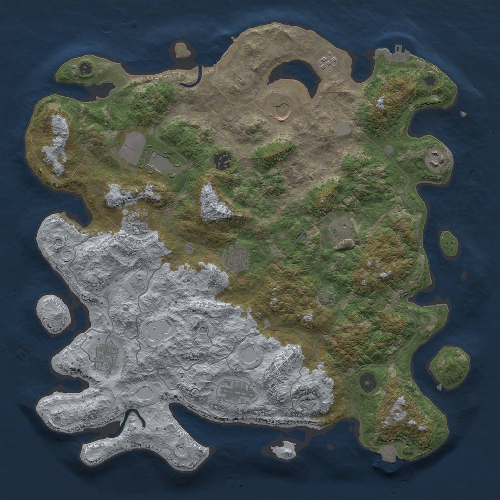 Rust Map: Procedural Map, Size: 4200, Seed: 464563346, 18 Monuments