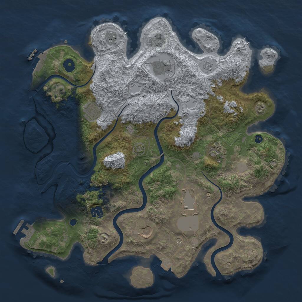 Rust Map: Procedural Map, Size: 3700, Seed: 117052714, 13 Monuments