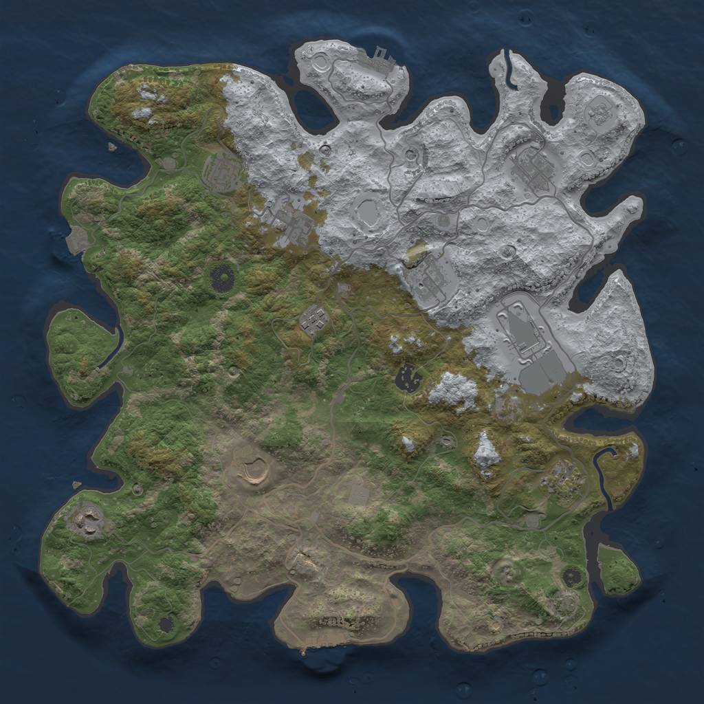 Rust Map: Procedural Map, Size: 4000, Seed: 1955554003, 18 Monuments