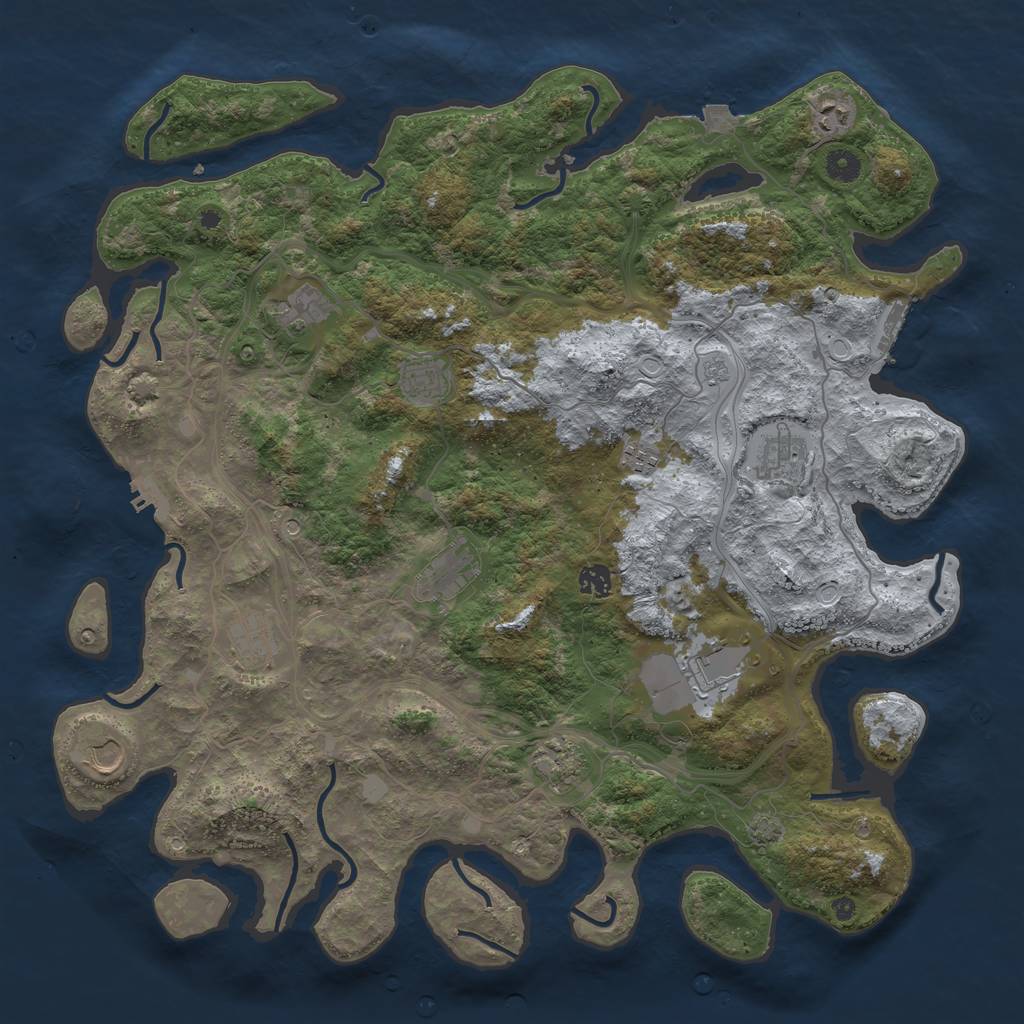 Rust Map: Procedural Map, Size: 4500, Seed: 1323014471, 19 Monuments