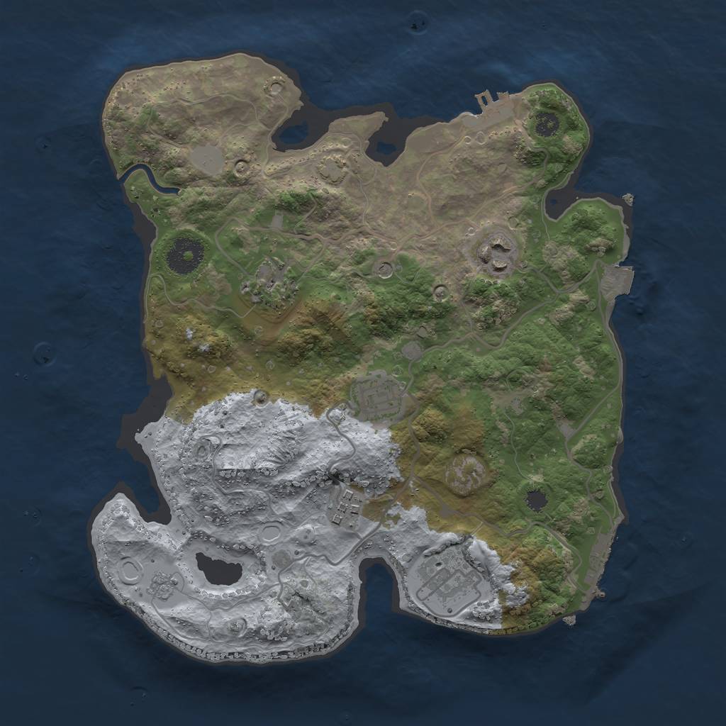 Rust Map: Procedural Map, Size: 3000, Seed: 20240404, 13 Monuments