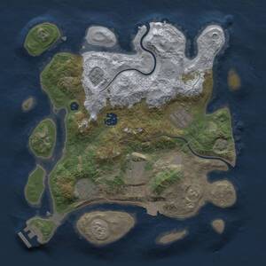 Thumbnail Rust Map: Procedural Map, Size: 3000, Seed: 55877, 9 Monuments