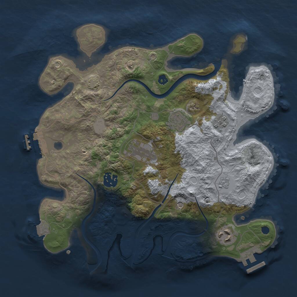 Rust Map: Procedural Map, Size: 3000, Seed: 239124, 11 Monuments