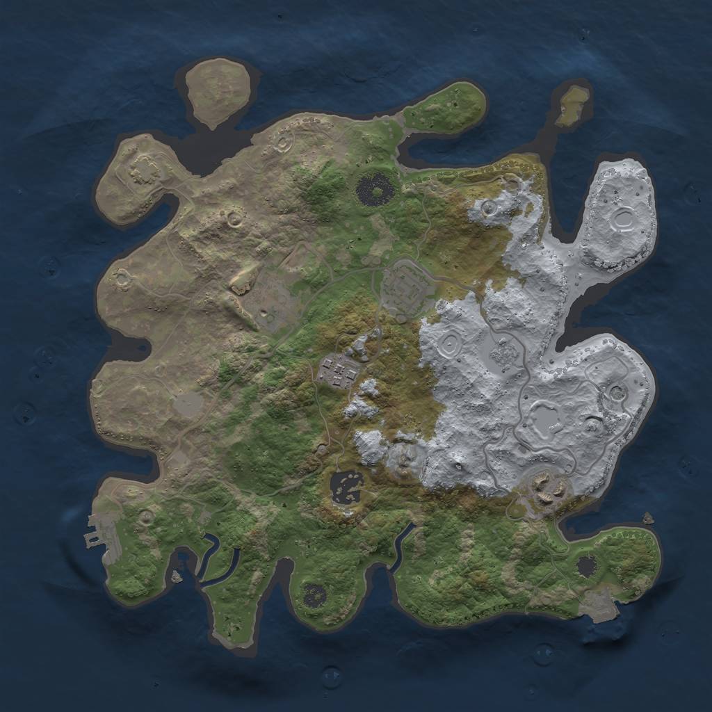 Rust Map: Procedural Map, Size: 3000, Seed: 239124, 12 Monuments