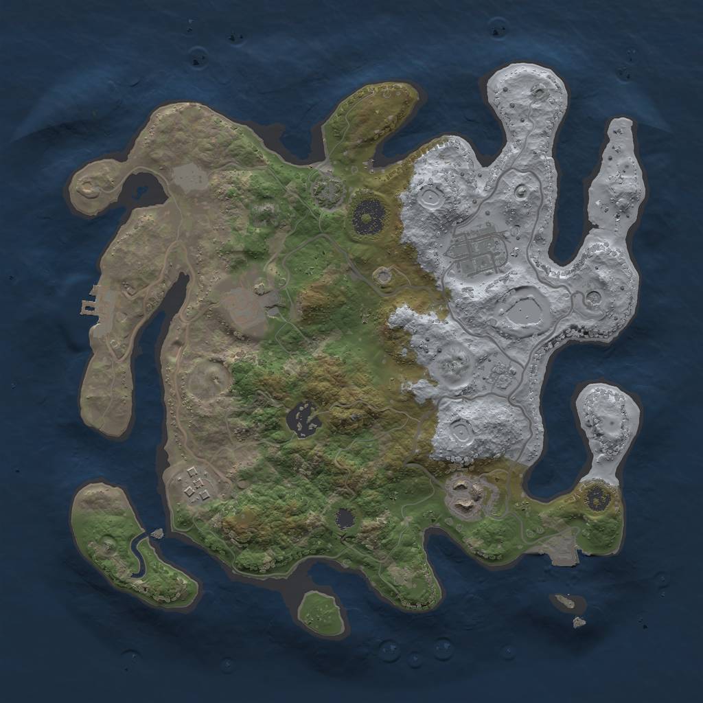 Rust Map: Procedural Map, Size: 3000, Seed: 1819116857, 12 Monuments