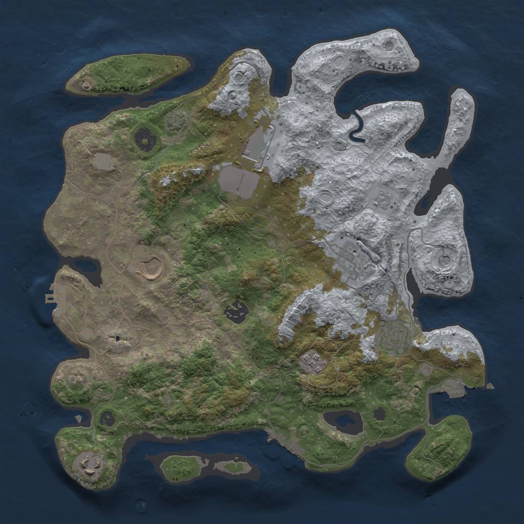 Rust Map: Procedural Map, Size: 3500, Seed: 927338695, 15 Monuments