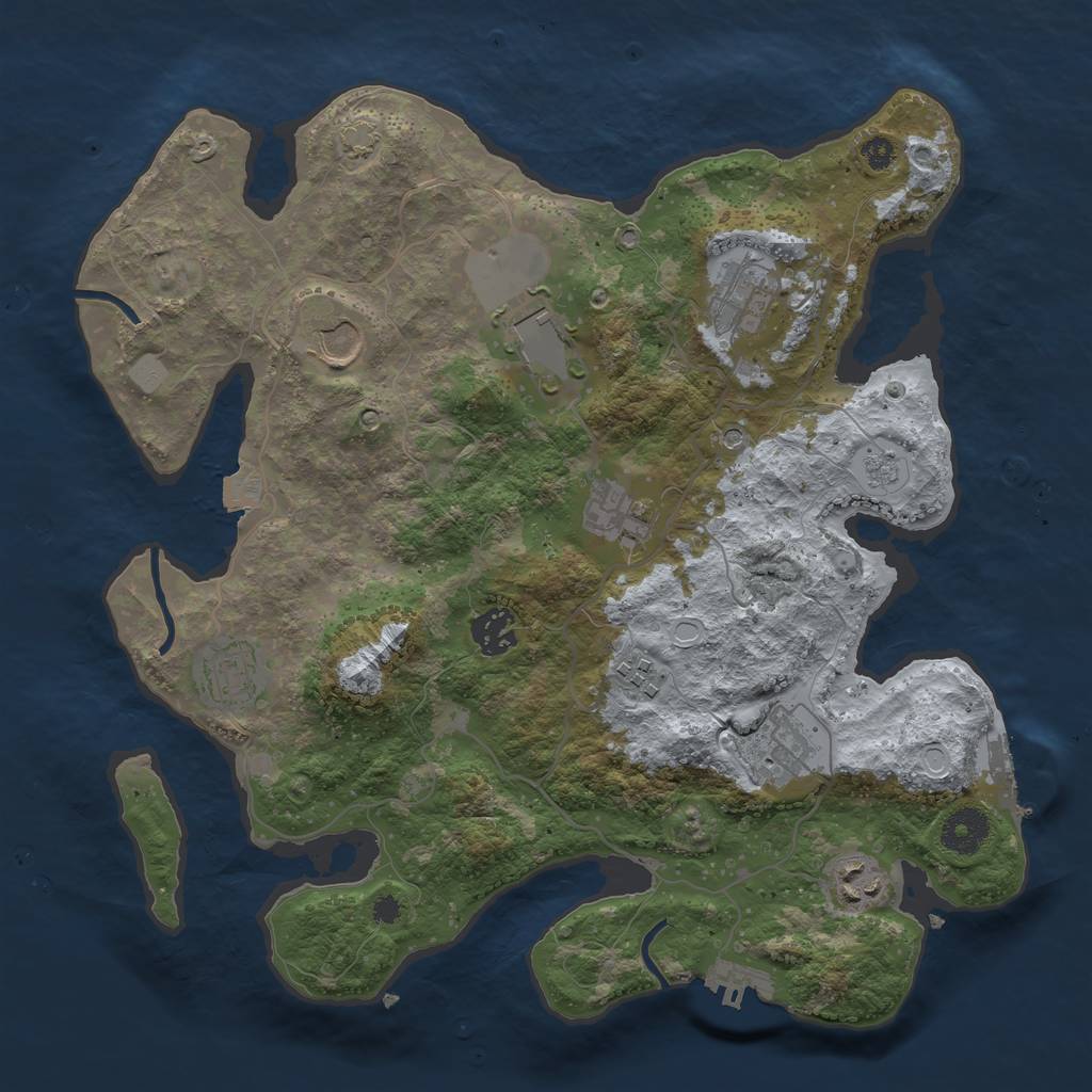 Rust Map: Procedural Map, Size: 3500, Seed: 1480374210, 17 Monuments
