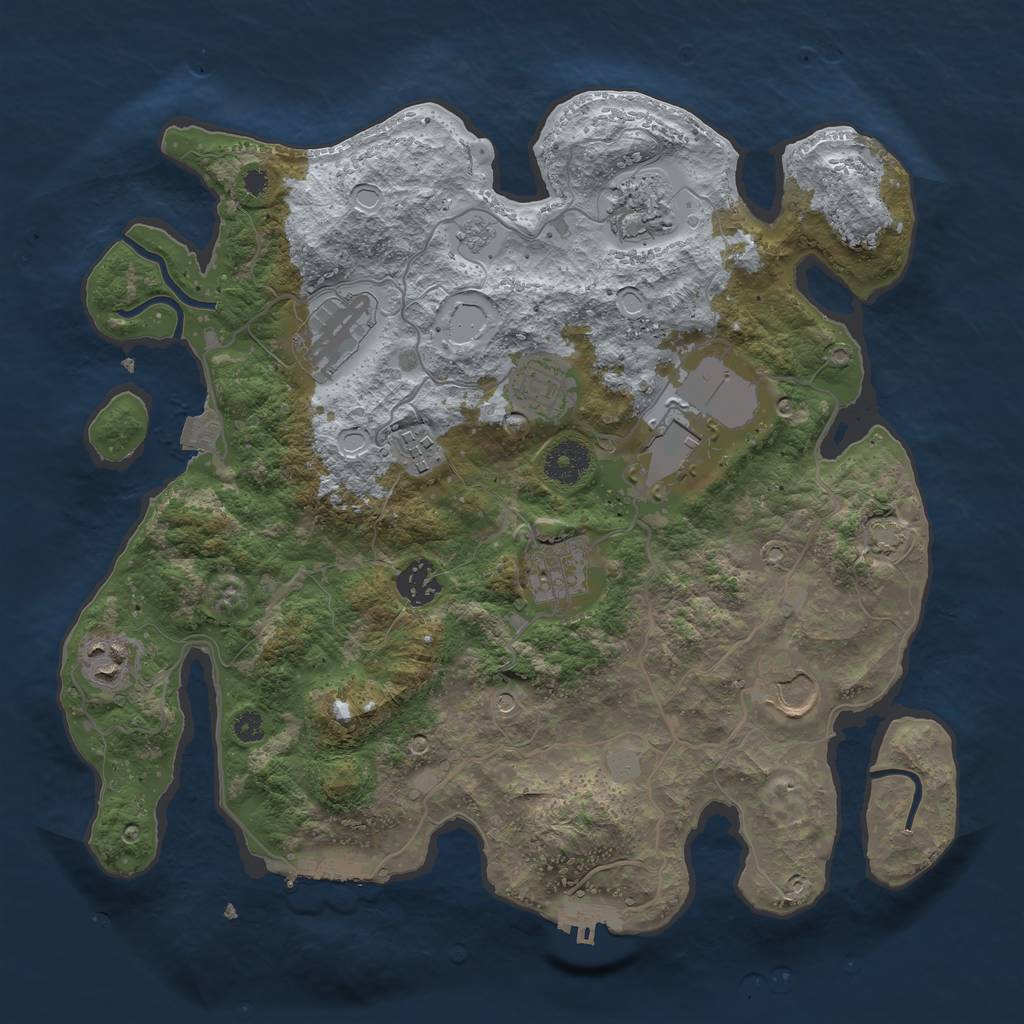Rust Map: Procedural Map, Size: 3500, Seed: 987321, 17 Monuments