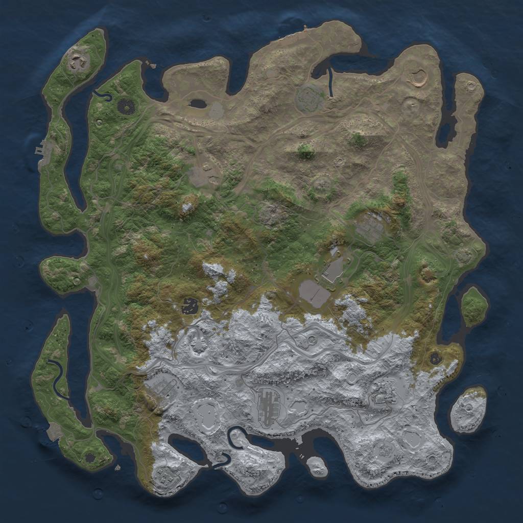 Rust Map: Procedural Map, Size: 4500, Seed: 611291044, 19 Monuments