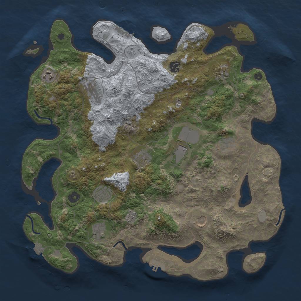 Rust Map: Procedural Map, Size: 4000, Seed: 70983082, 19 Monuments
