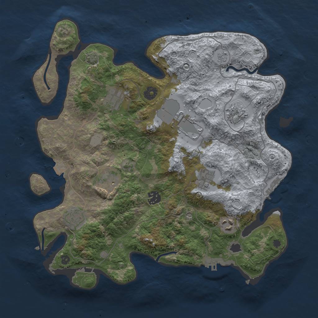 Rust Map: Procedural Map, Size: 3500, Seed: 822044585, 16 Monuments