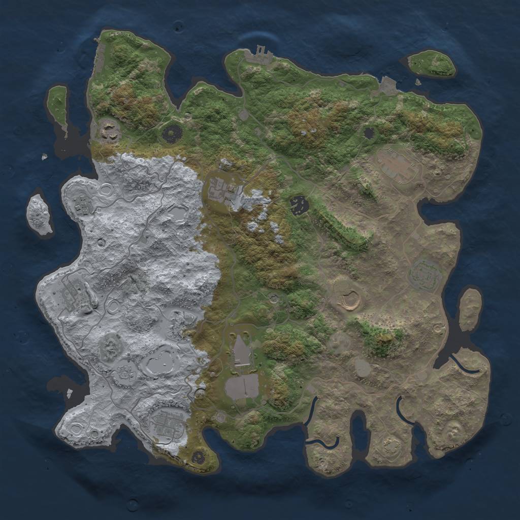 Rust Map: Procedural Map, Size: 4000, Seed: 808, 19 Monuments