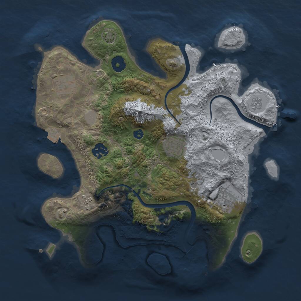 Rust Map: Procedural Map, Size: 3000, Seed: 146832281, 9 Monuments
