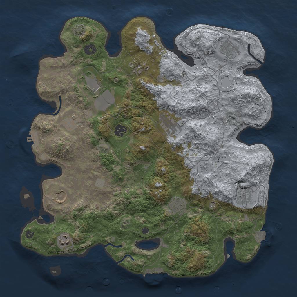 Rust Map: Procedural Map, Size: 3750, Seed: 1192811106, 18 Monuments