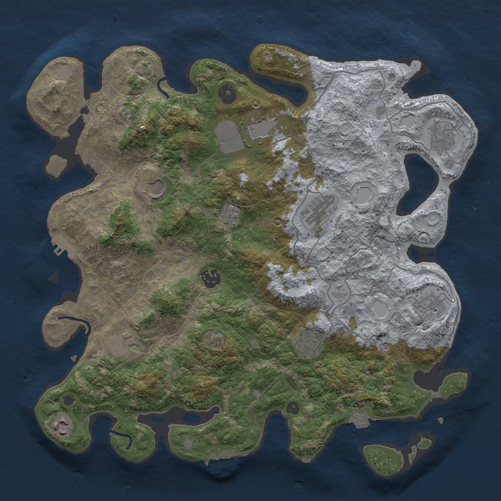 Rust Map: Procedural Map, Size: 4000, Seed: 401, 18 Monuments
