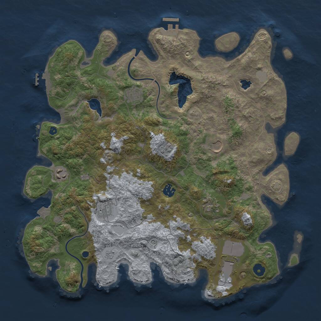 Rust Map: Procedural Map, Size: 4000, Seed: 291293959, 14 Monuments