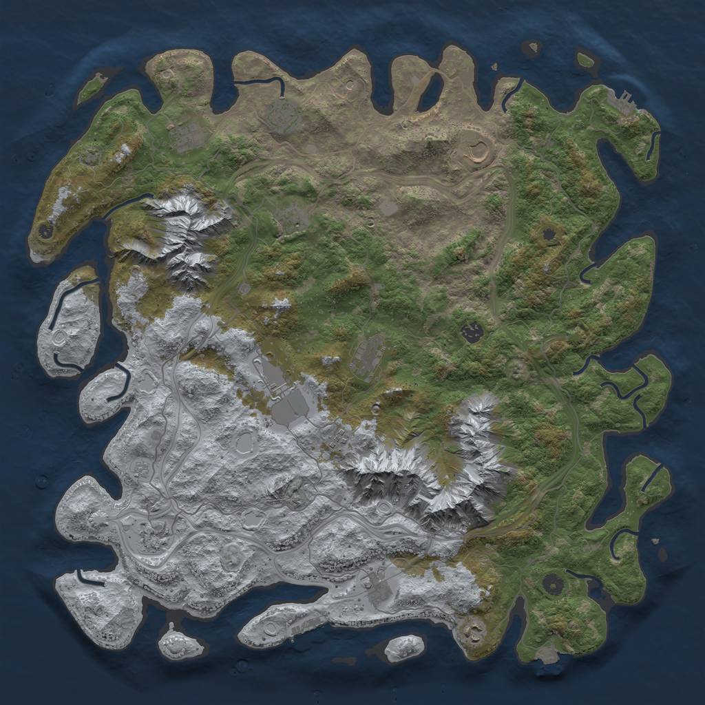 Rust Map: Procedural Map, Size: 5000, Seed: 1846281225, 19 Monuments