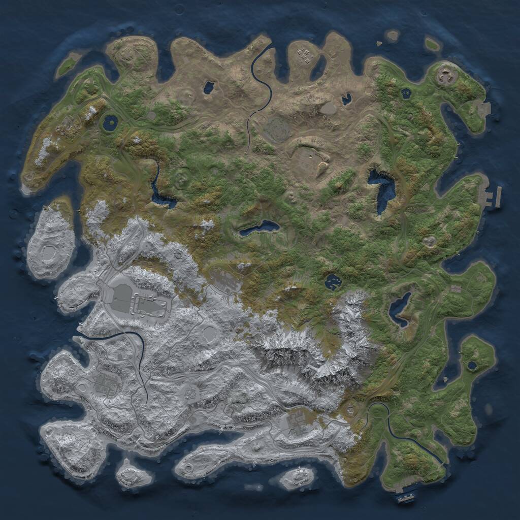 Rust Map: Procedural Map, Size: 5000, Seed: 1846281225, 16 Monuments