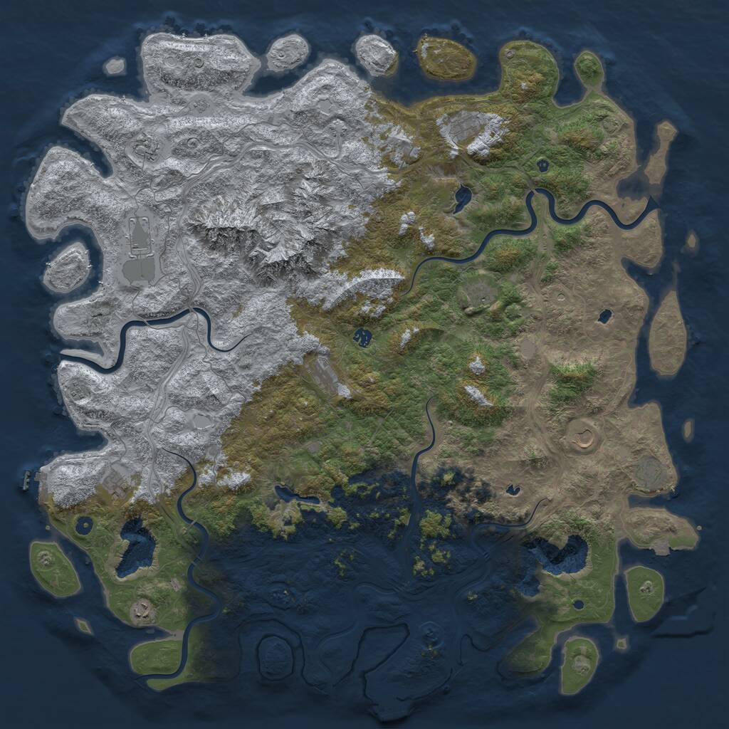 Rust Map: Procedural Map, Size: 6000, Seed: 1009552411, 17 Monuments
