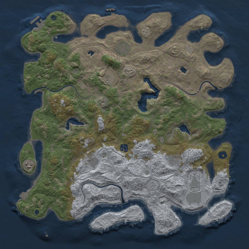Rust Map: Procedural Map, Size: 4500, Seed: 651736050, 14 Monuments
