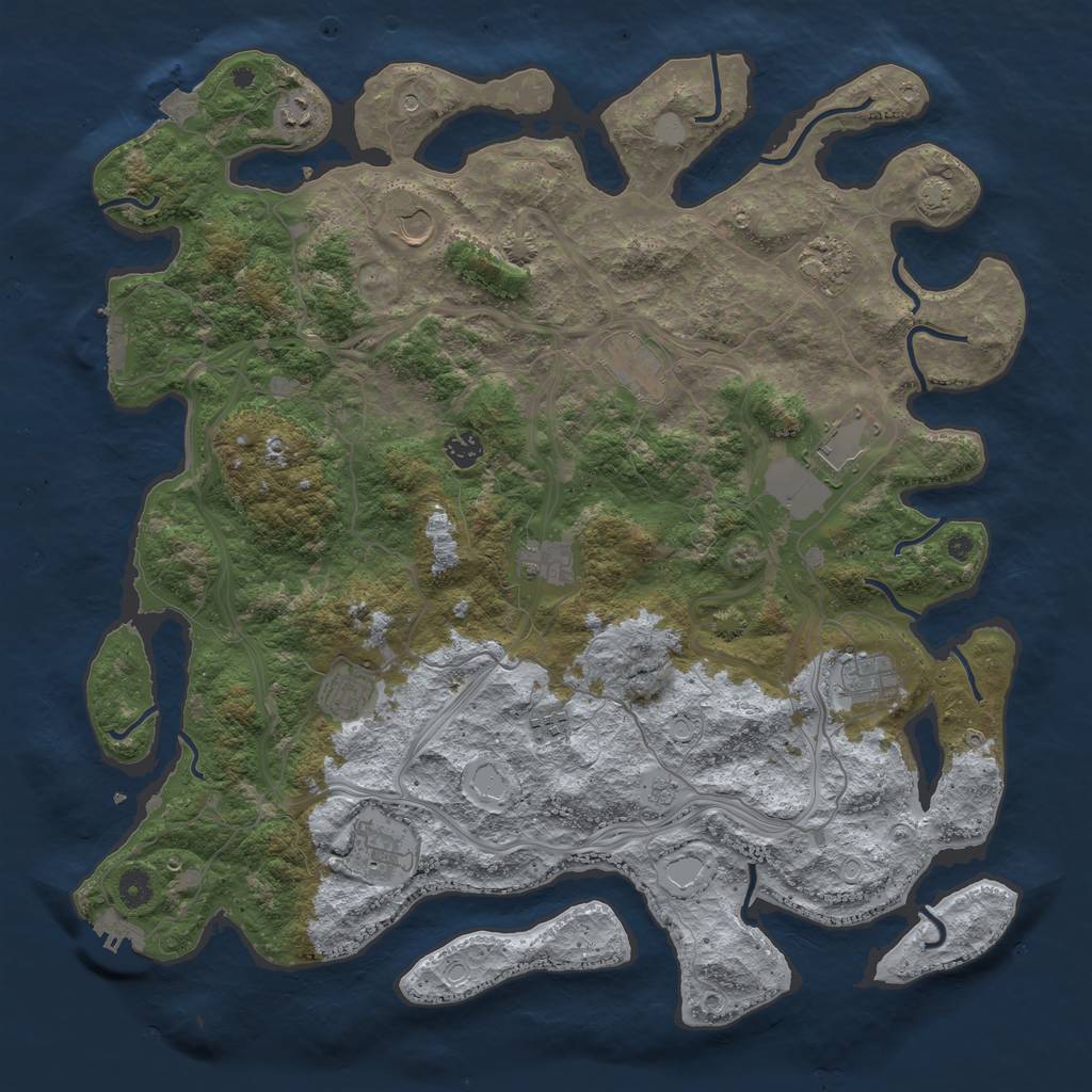 Rust Map: Procedural Map, Size: 4500, Seed: 651736050, 19 Monuments