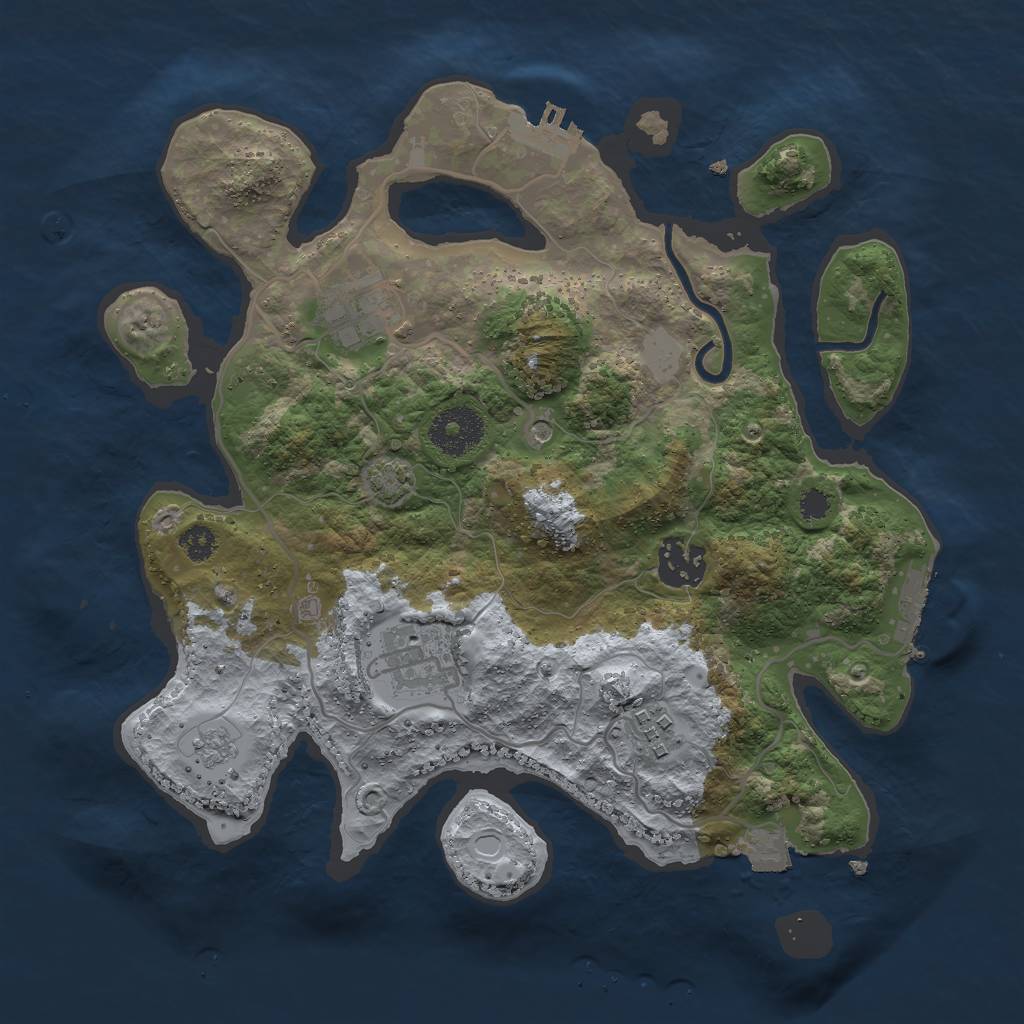 Rust Map: Procedural Map, Size: 3000, Seed: 1934207860, 12 Monuments