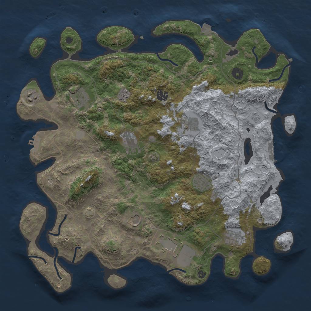 Rust Map: Procedural Map, Size: 4000, Seed: 650742402, 18 Monuments