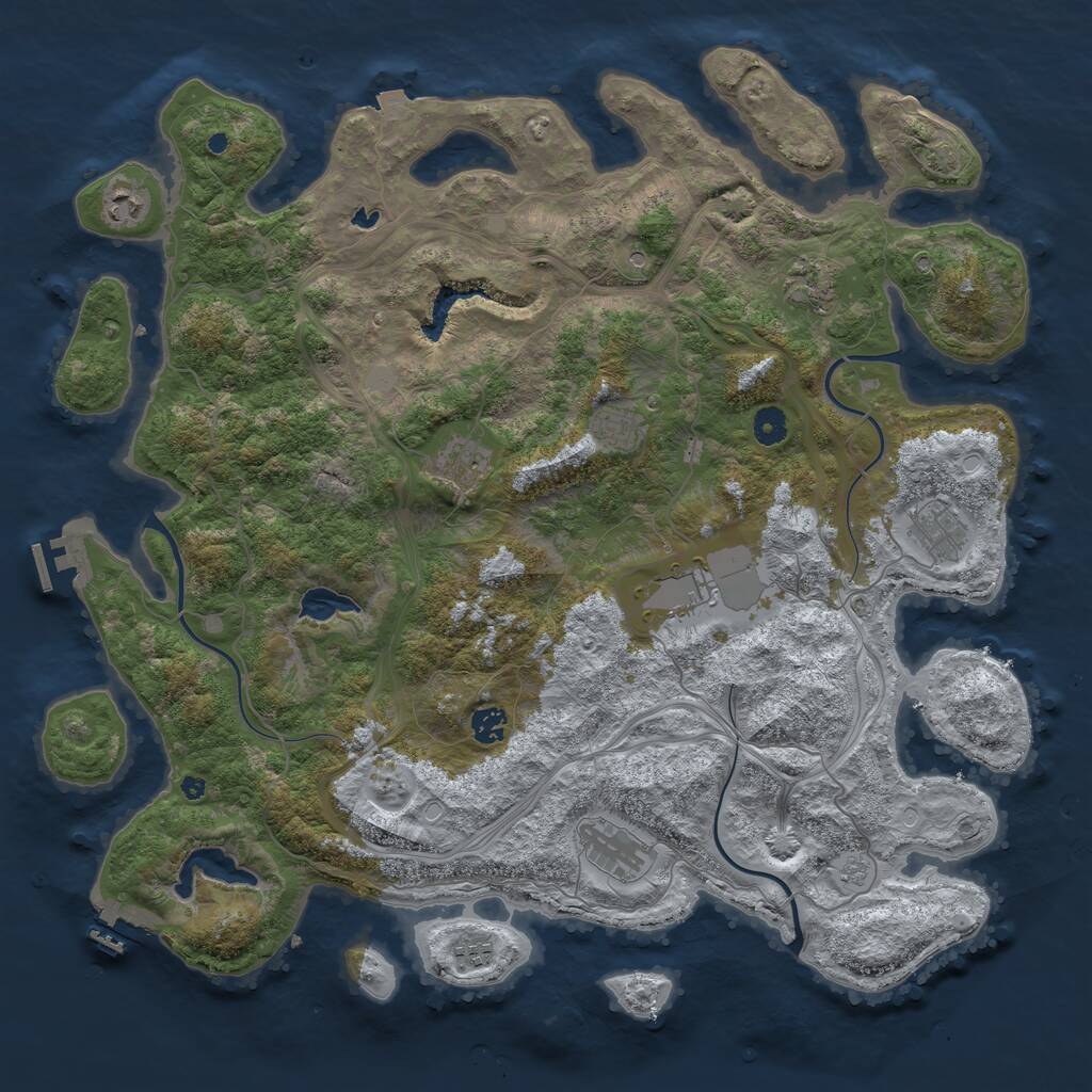 Rust Map: Procedural Map, Size: 4500, Seed: 991882434, 15 Monuments