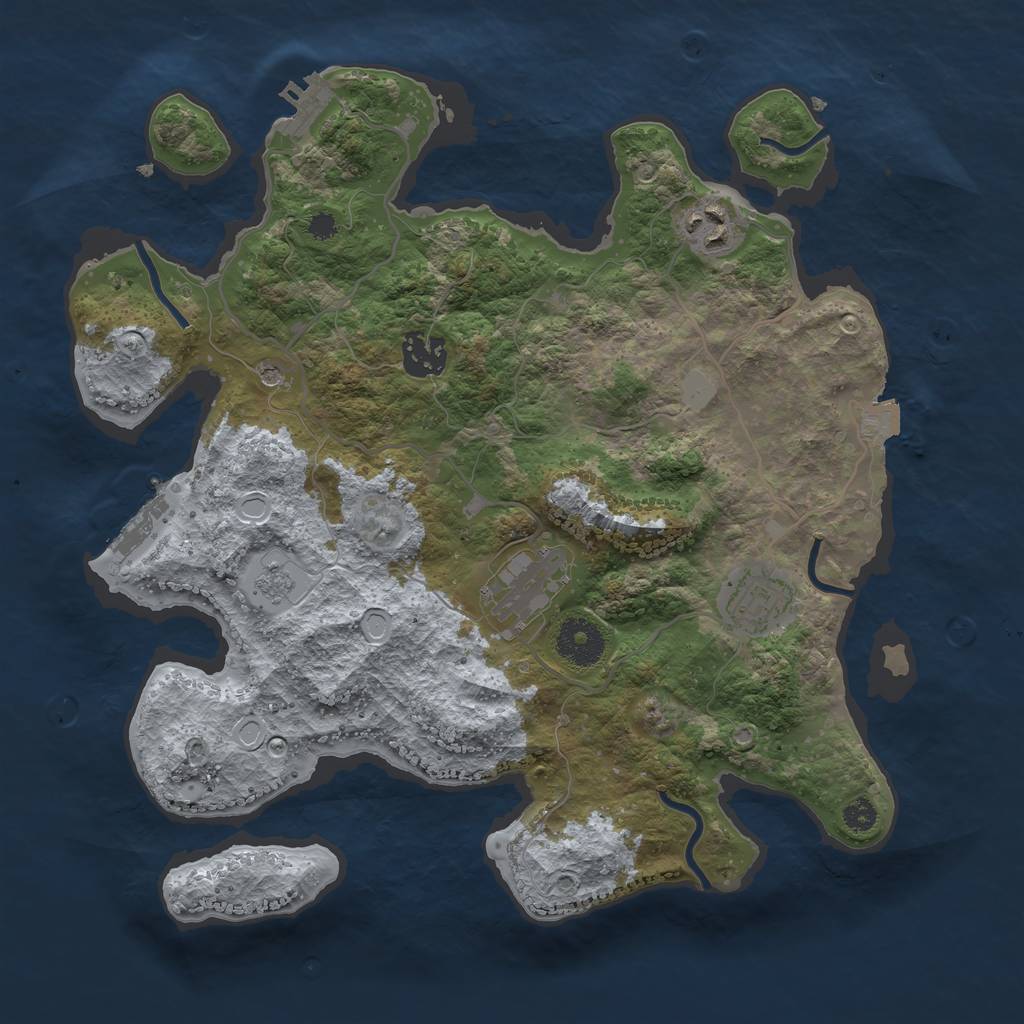 Rust Map: Procedural Map, Size: 3250, Seed: 655761285, 11 Monuments