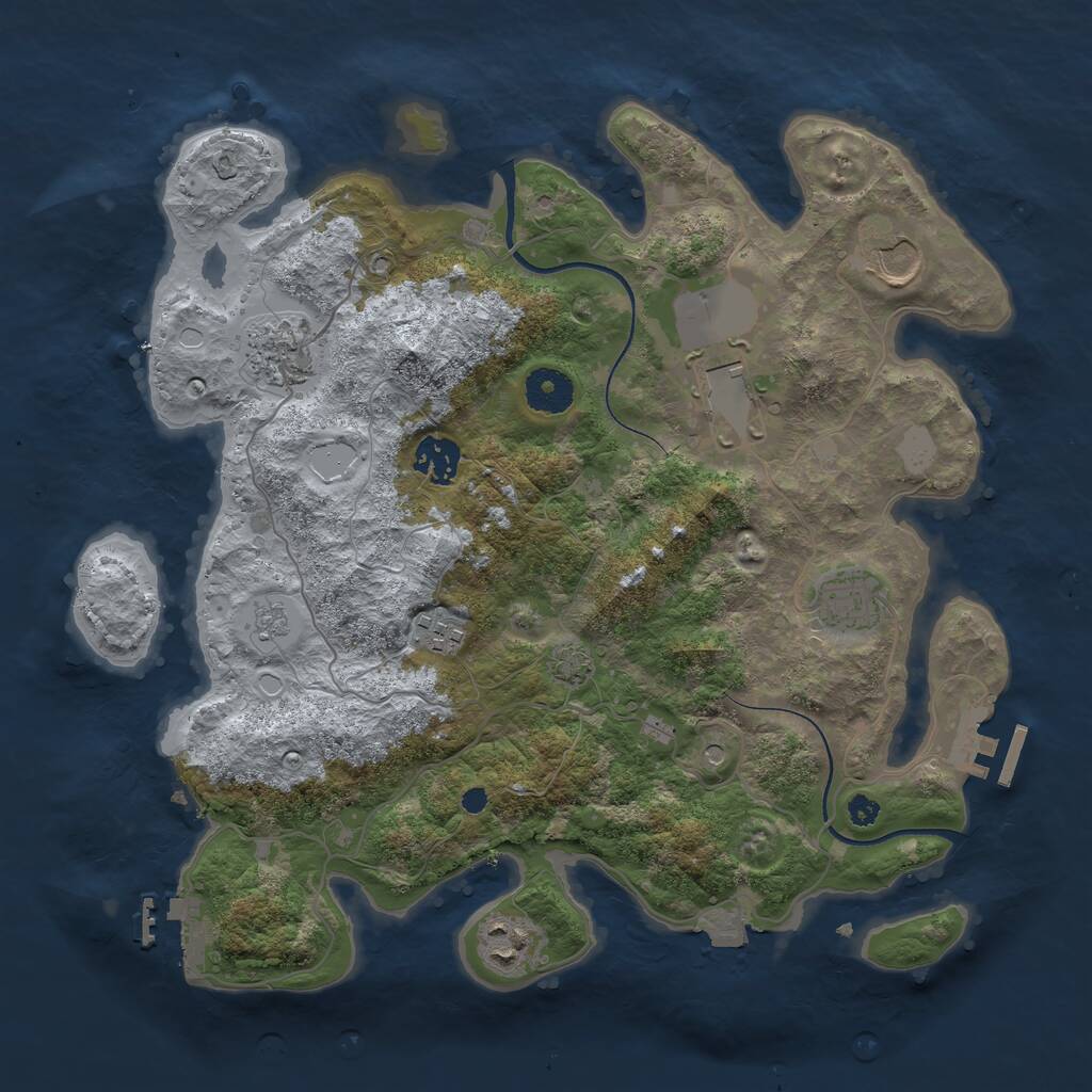 Rust Map: Procedural Map, Size: 3500, Seed: 694567627, 13 Monuments
