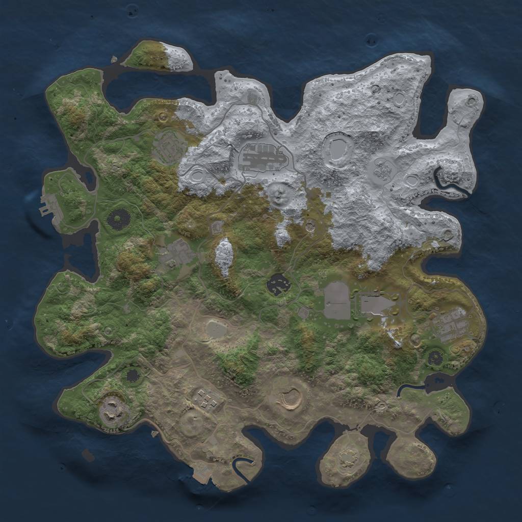 Rust Map: Procedural Map, Size: 3600, Seed: 6901325, 16 Monuments