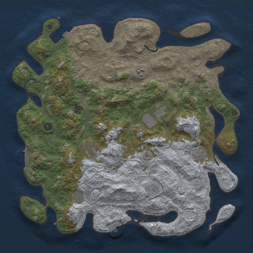 Rust Map: Procedural Map, Size: 4500, Seed: 1907746706, 18 Monuments